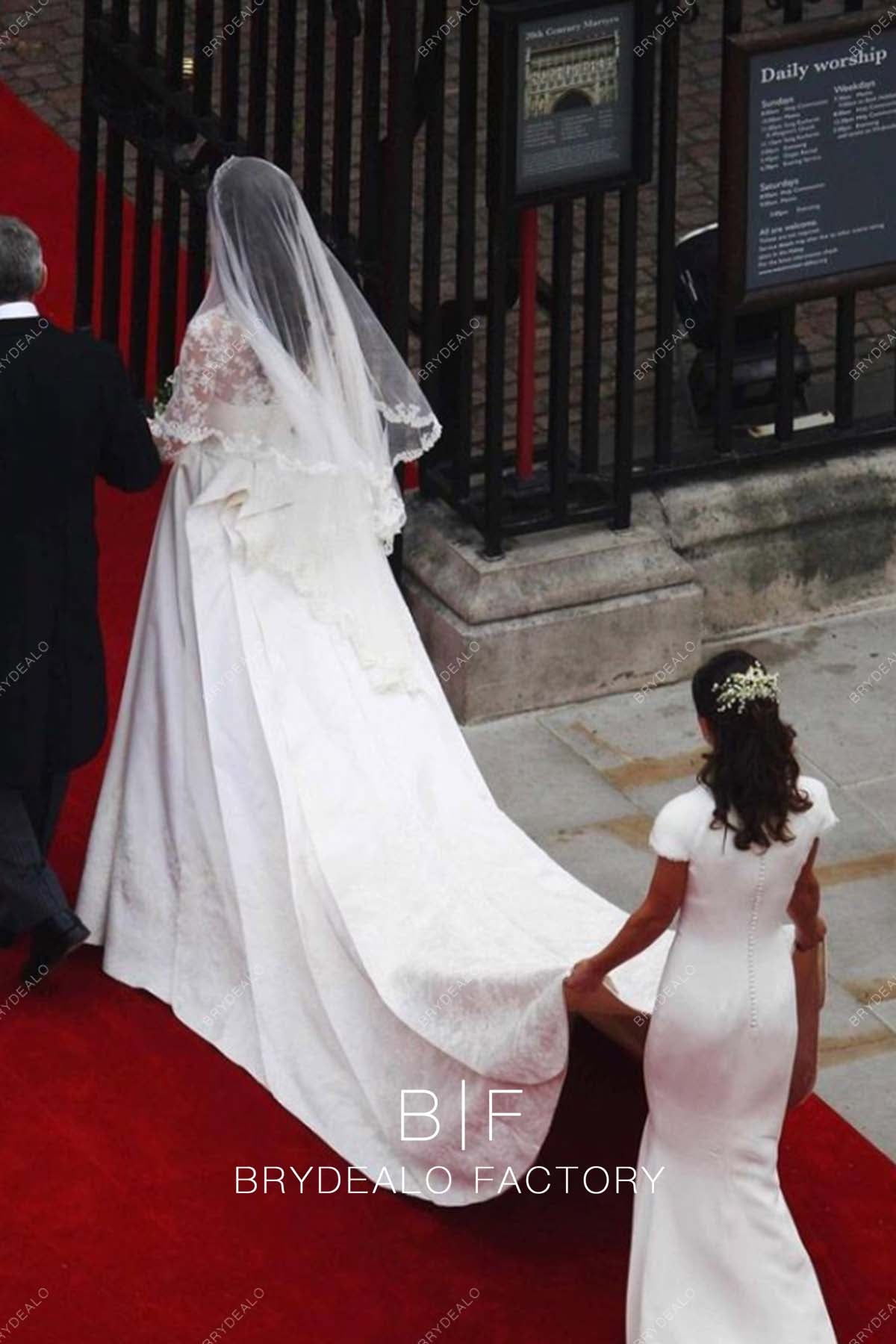 Kate Middleton Elegant Long Train Royal Wedding Dress