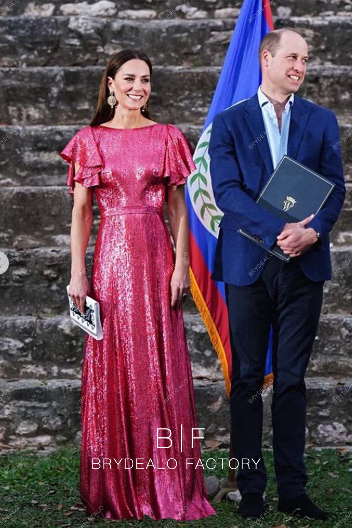 Kate Middleton Pink Glitter Elegant Long Celebrity Dress