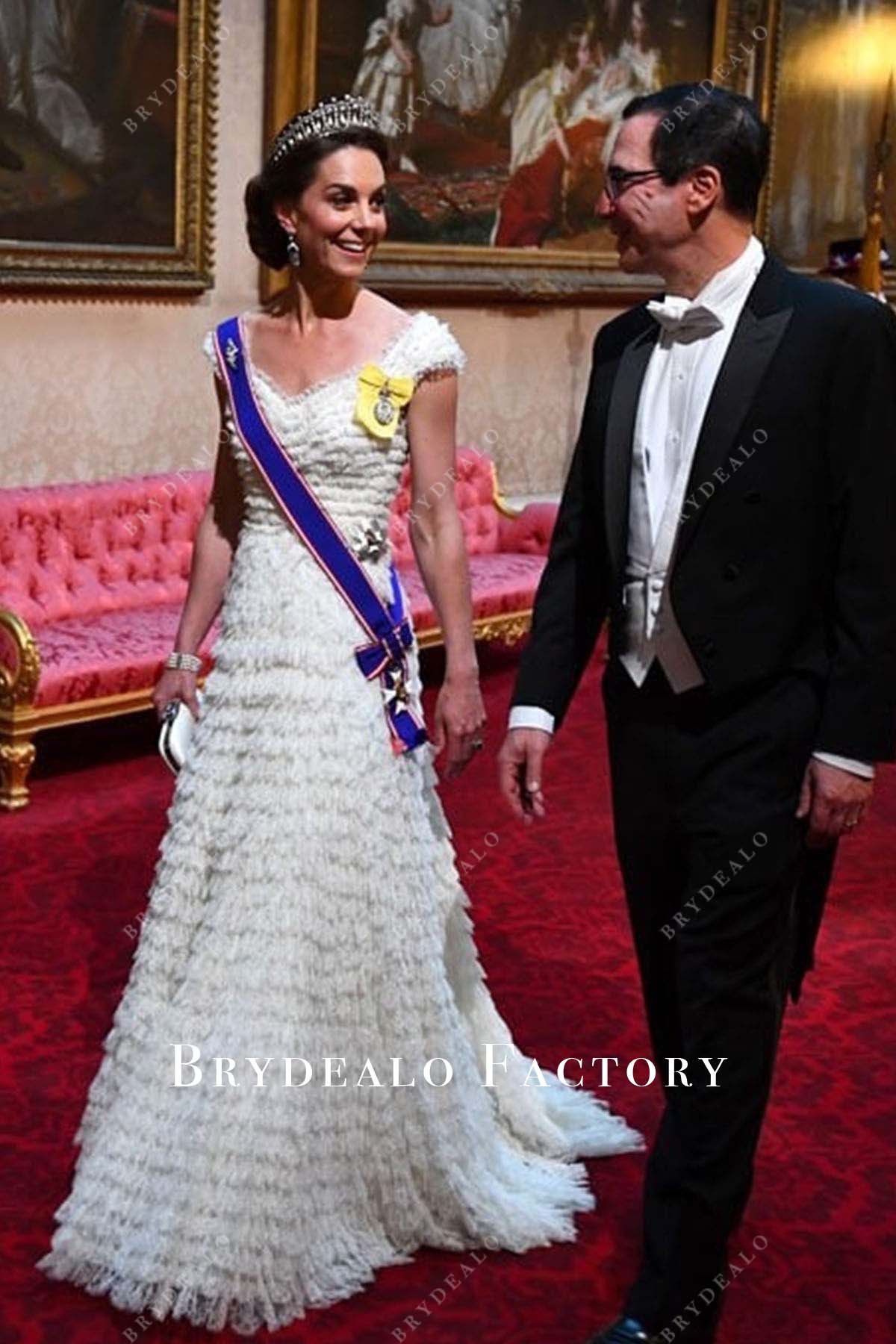 Kate Middleton White Tiered Dress Trump state banquet 2019