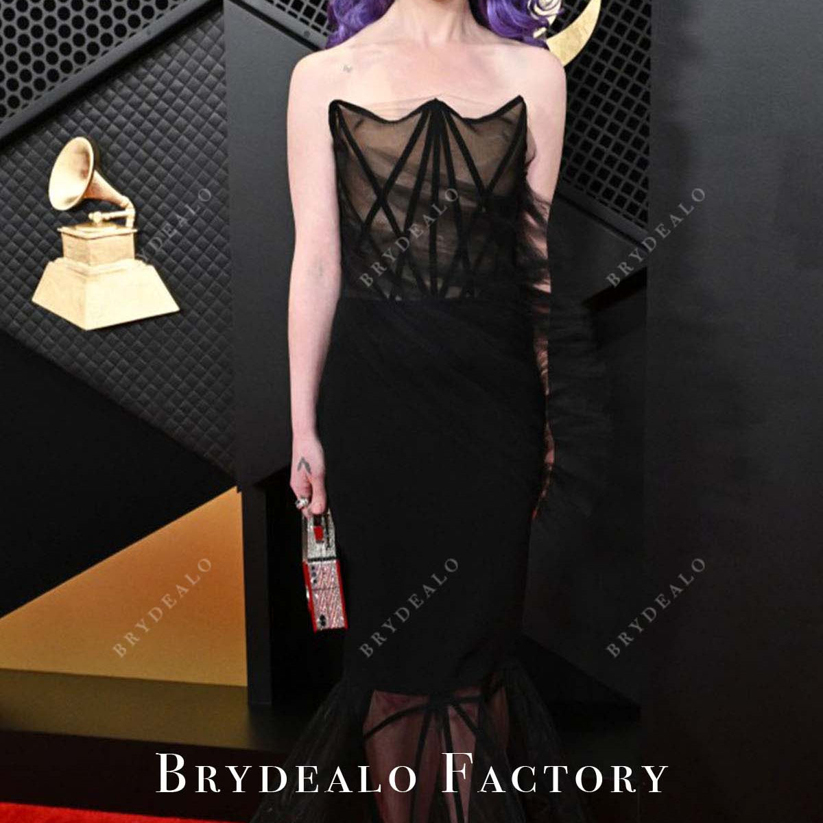 Kelly Osbourne Black Strapless 2024 Grammys Red Carpet Dress