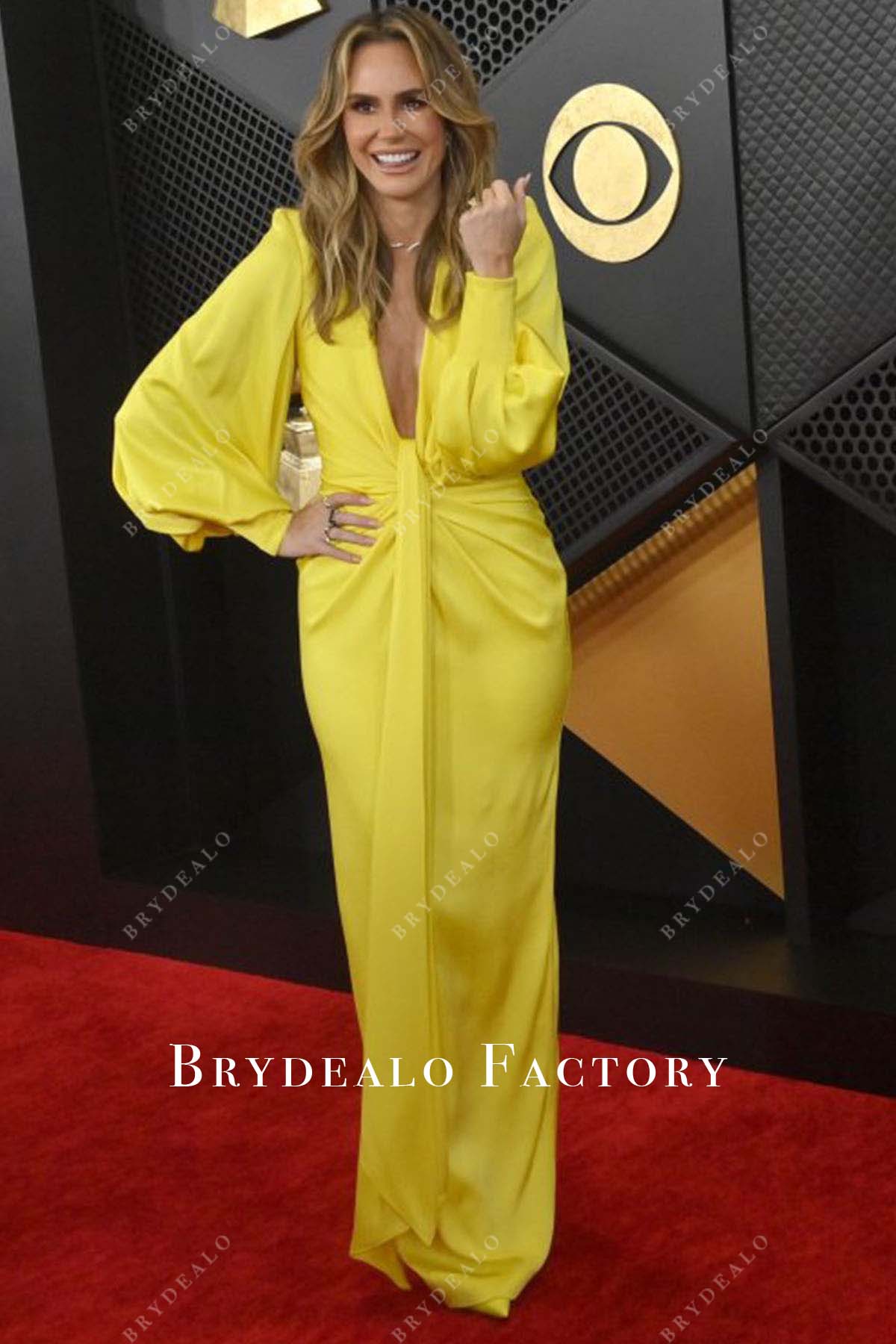 Keltie-Knight-plunging-neck-dress-Grammys-Red-Carpet-2024