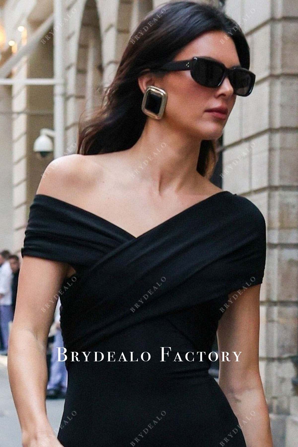 Kendall Jenner asymmetric shoulder 2024 Sightseeing in Paris dress