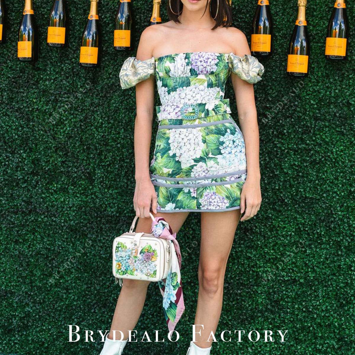 polo off shoulder dress Kendall Jenner Off Shoulder 2017 Veuve Cliquot Polo Classic Dress