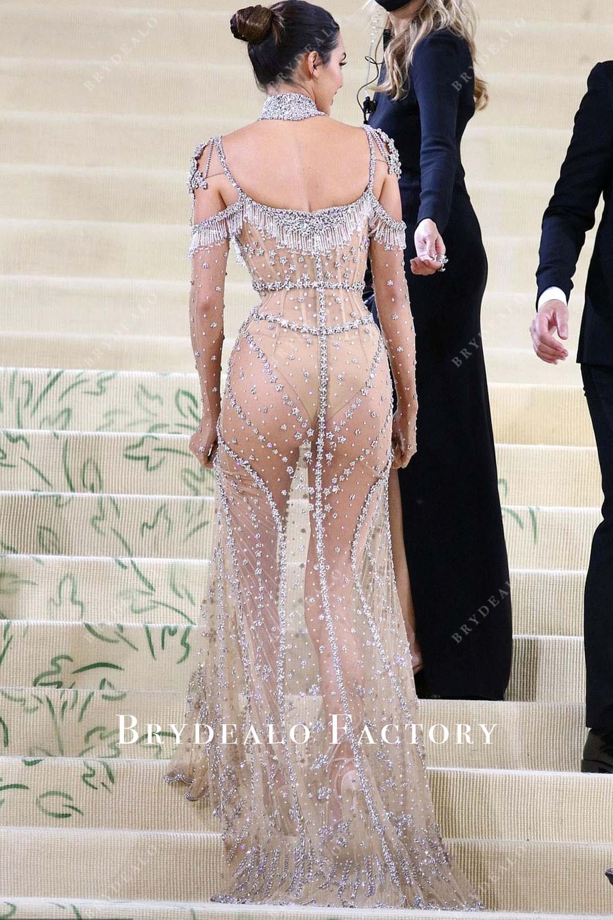 Kendall Jenner cold shoulder sleeves 2021 Met Gala dress