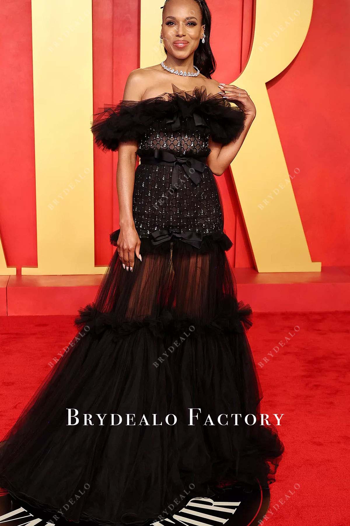 Kerry Washington 2024 Oscars After Party Black Tulle Dress