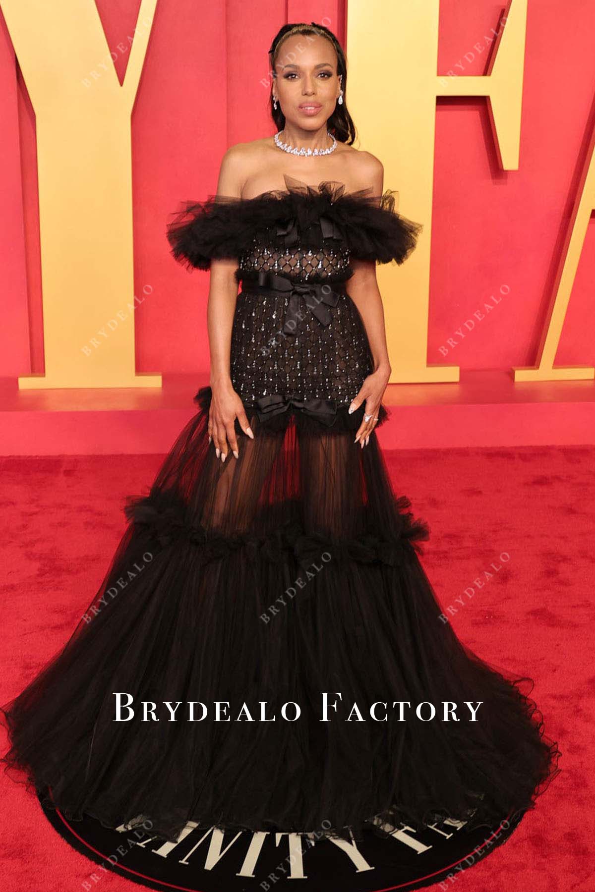 Kerry Washington 2024 Oscars After Party Black Tulle Dress