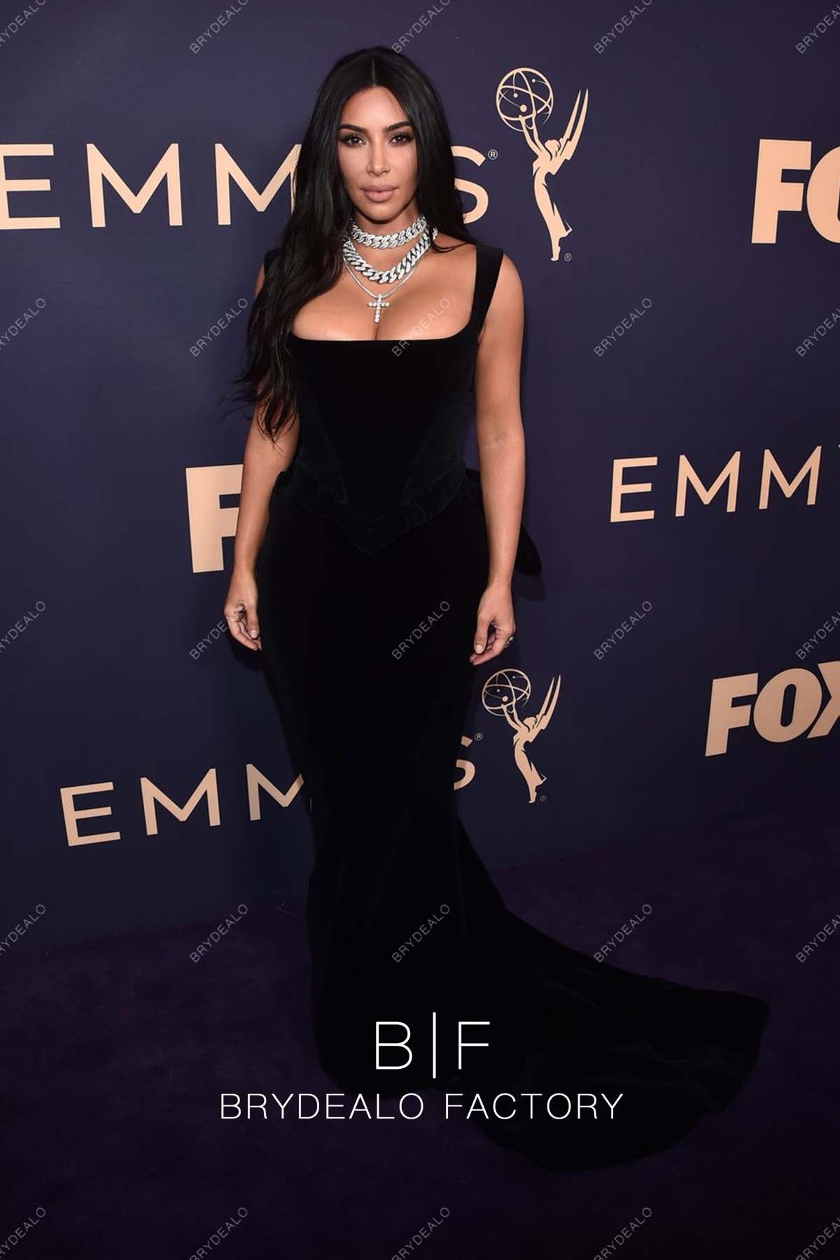 Kim Kardashian Black Square Neck Mermaid Dress 2019 Emmys