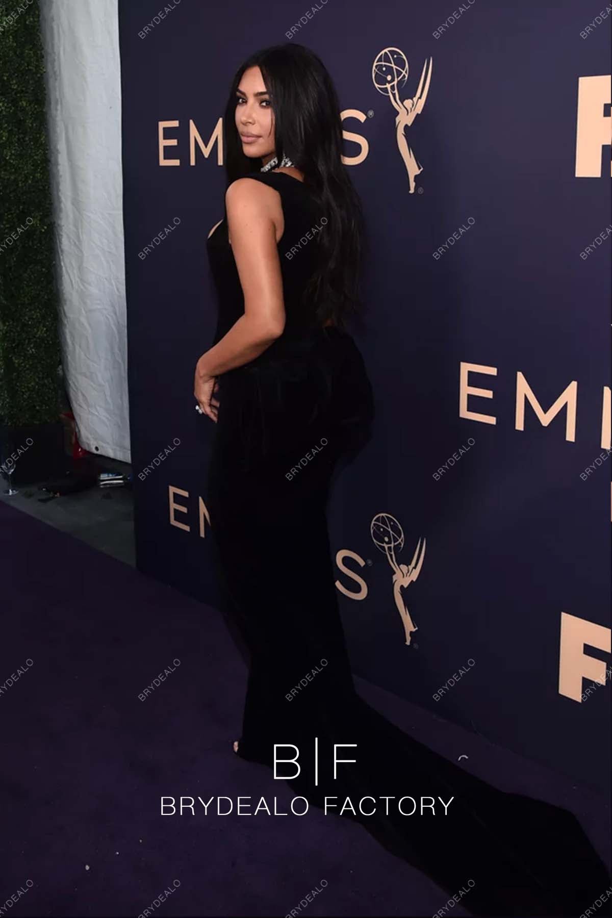 Kim Kardashian Black Velvet Sleeveless Mermaid Dress 2019 Emmys