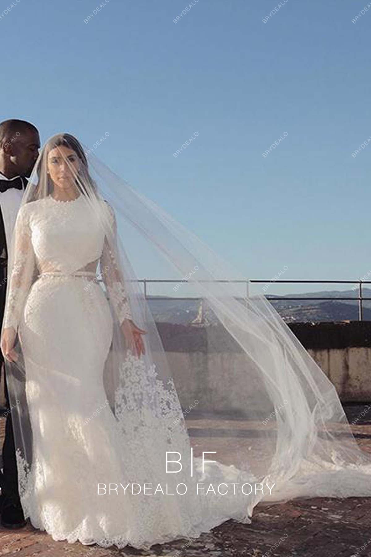 Kim Kardashian Crew Neck Destination Wedding Dress