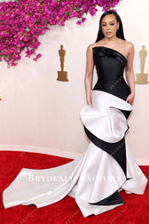 Kristy Sarah 2024 Oscars Black White Mermaid Red Carpet Dress