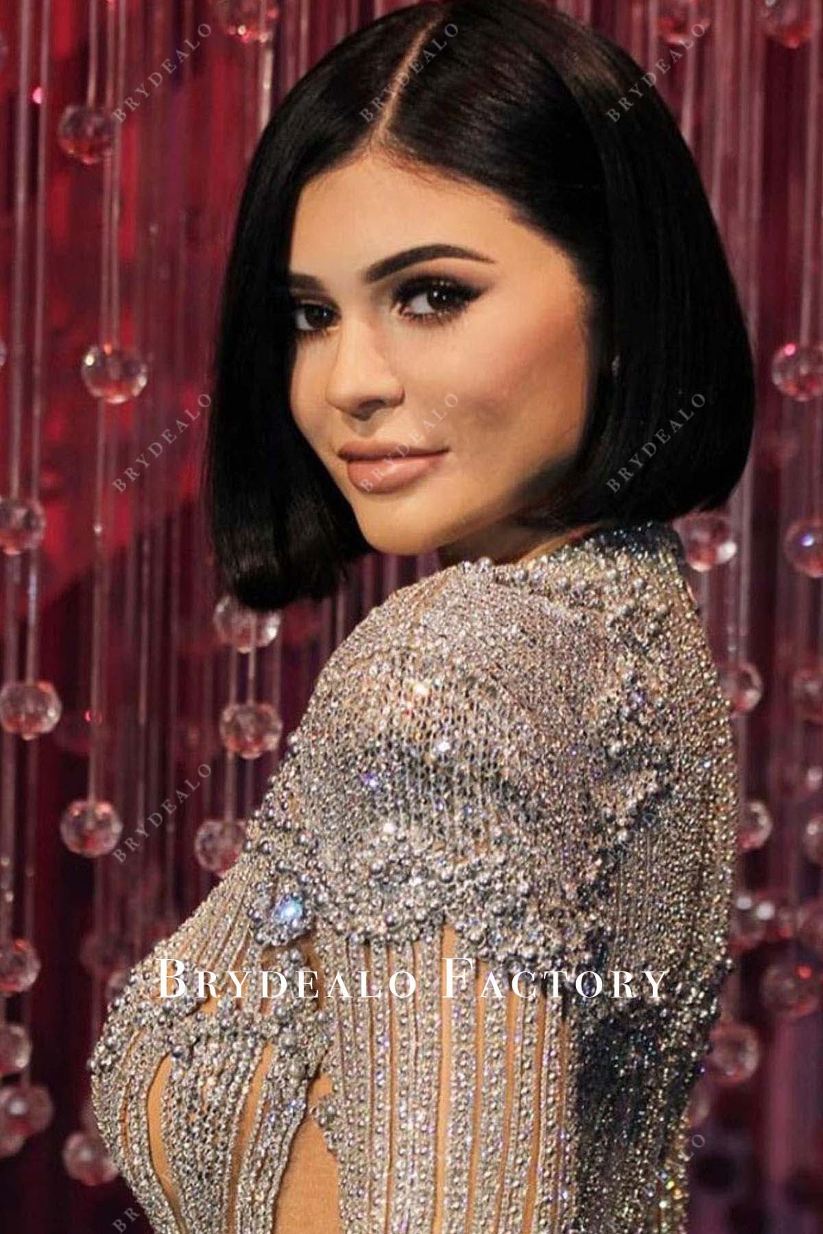 Kylie Jenner rhinestones crew neck 2016 Met Gala dress