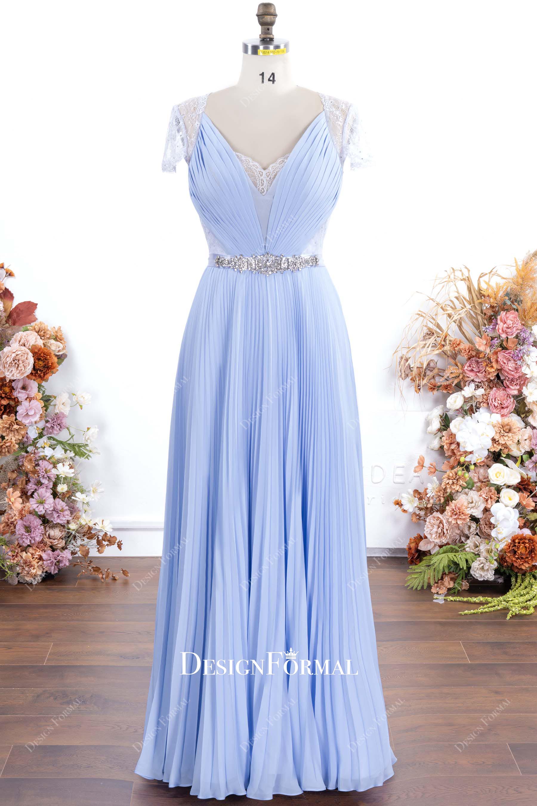 lavender chiffon a line formal dress