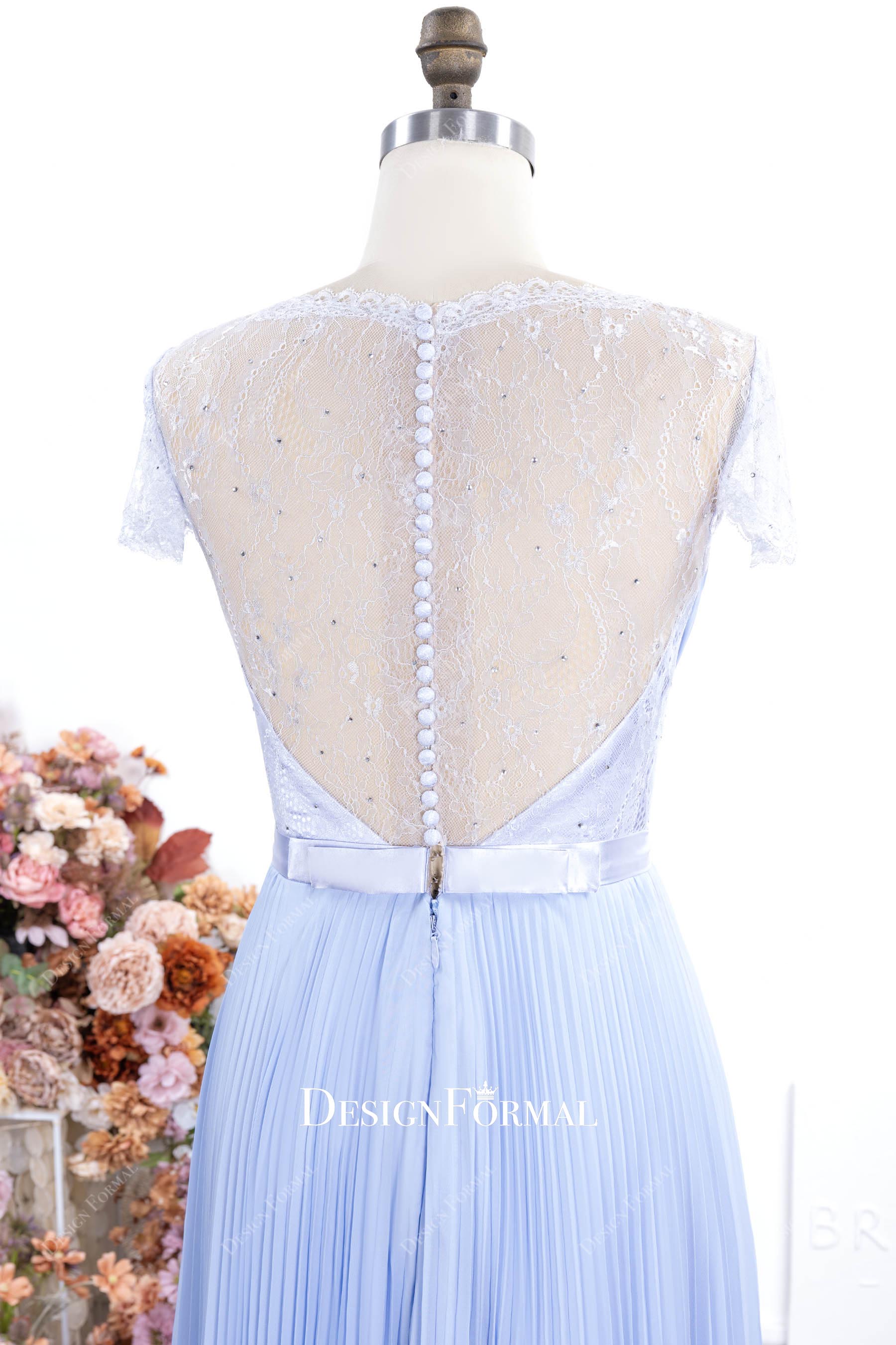 lavender illusion lace back evening dress