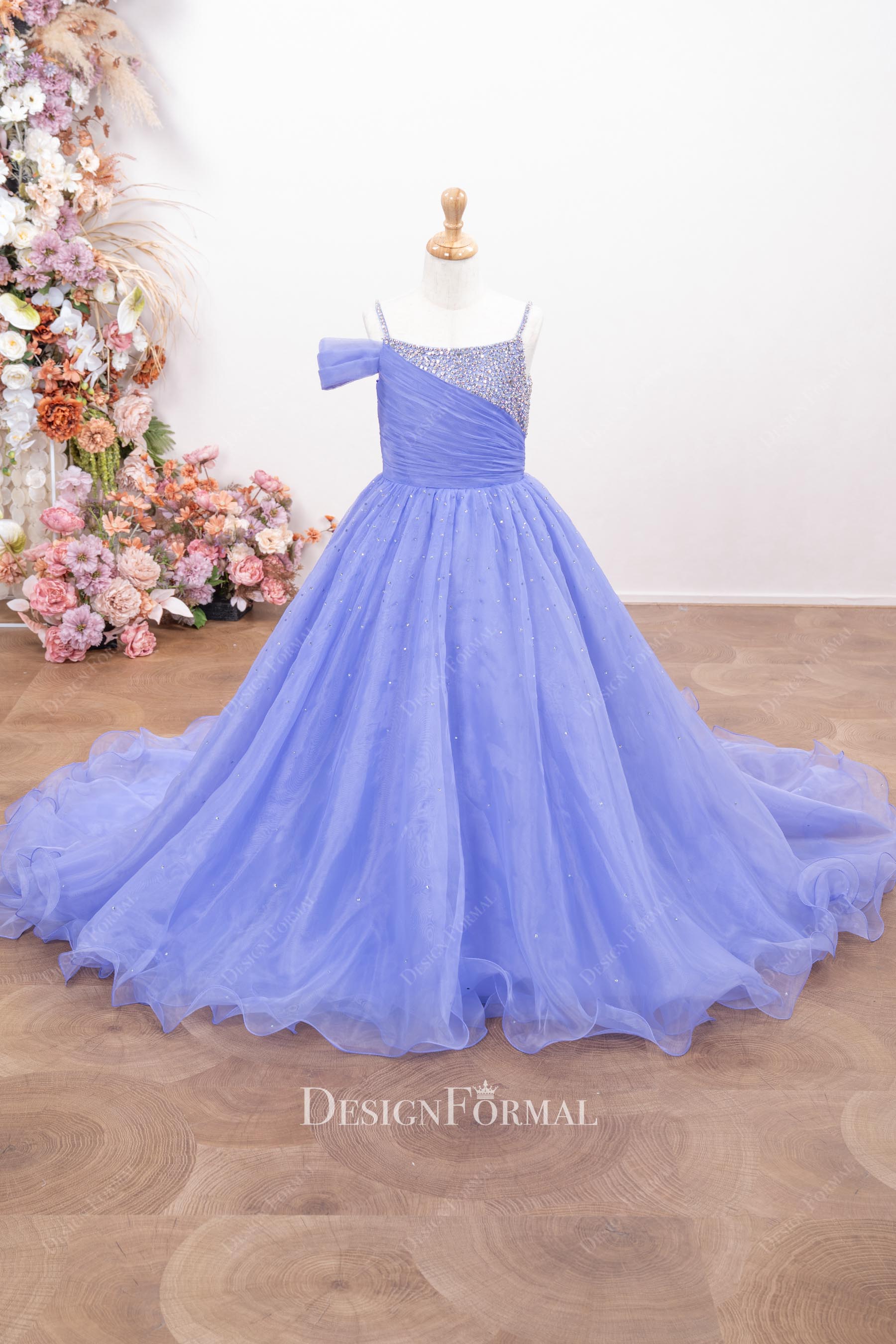 lavender organza glitter pageant dress