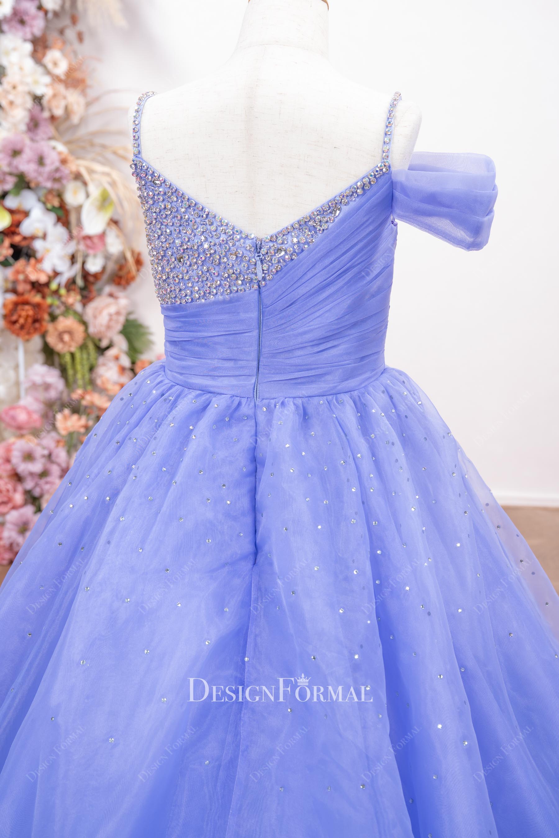 lavender organza v back pageant dress
