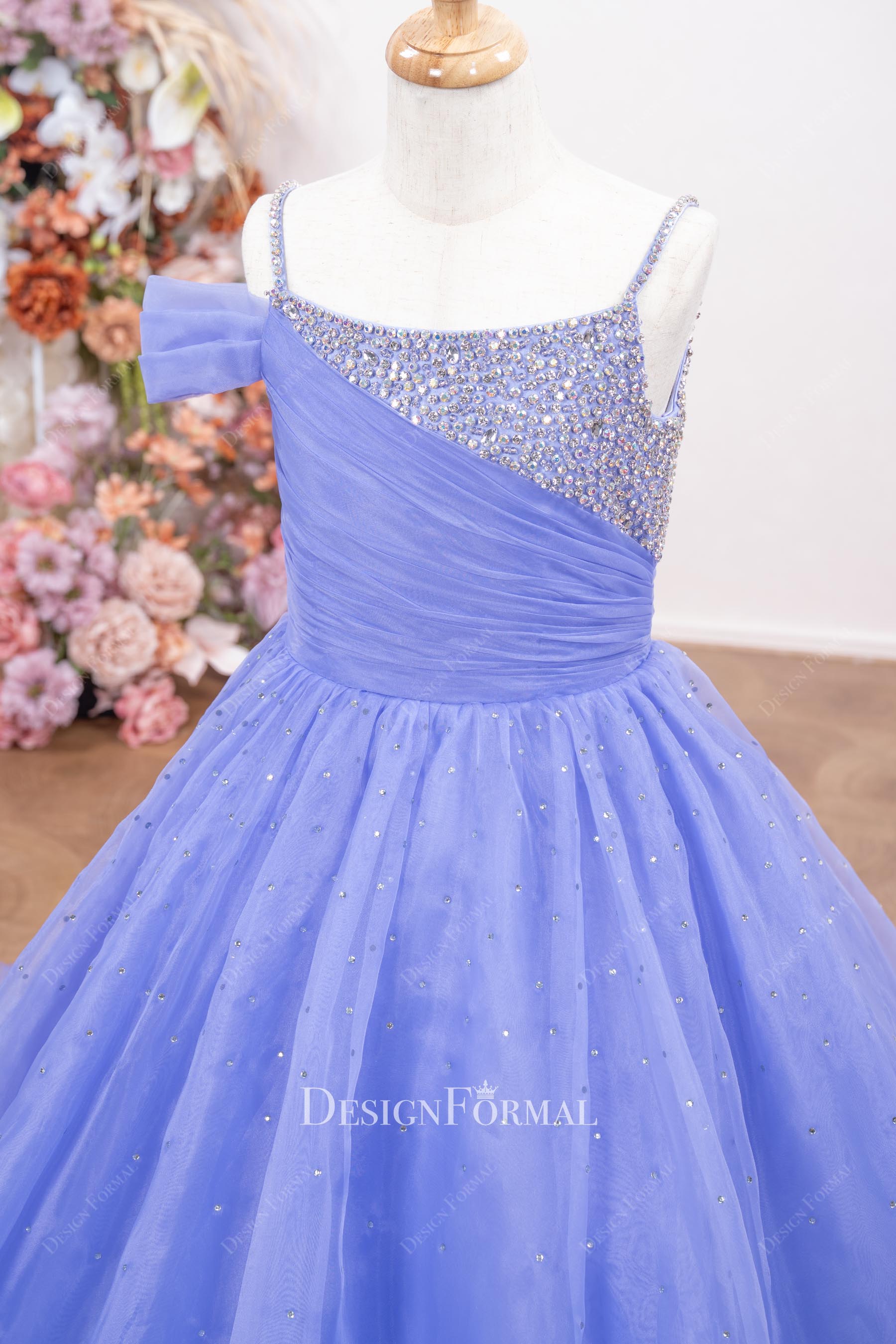 lavender scoop neck pageant dress