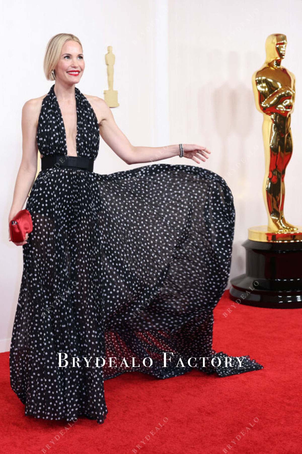 Leslie Bibb halter dress 2024 Oscars Red Carpet