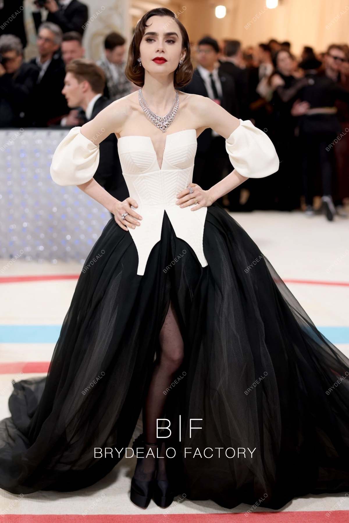 Lily Collins 2023 Met Gala  Slit A-line Dress