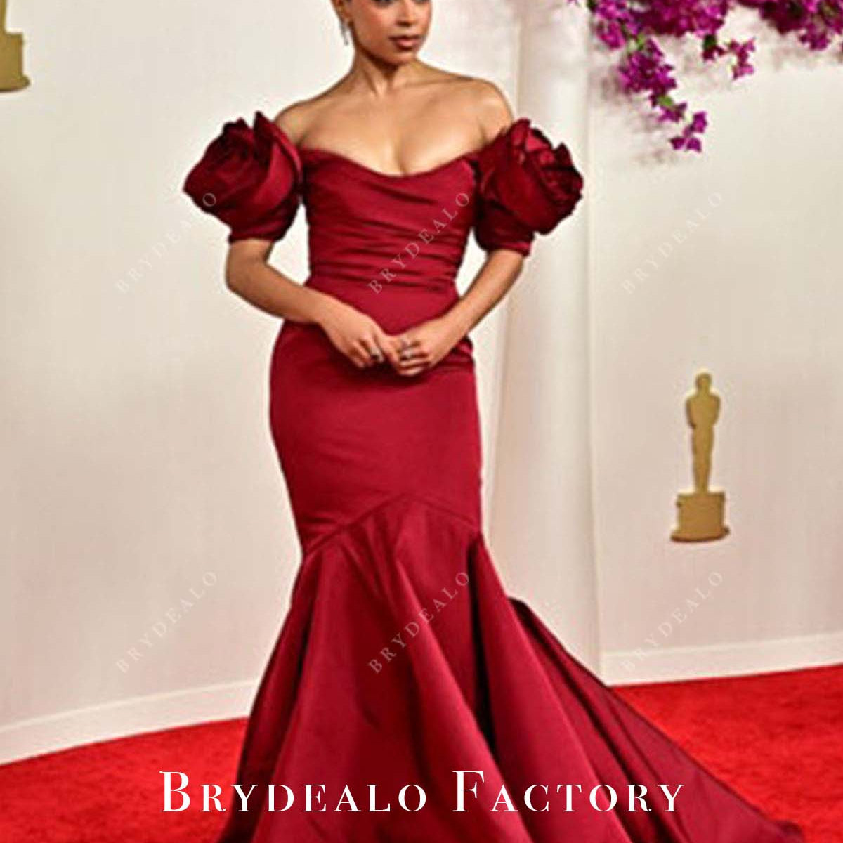 Liza Koshy 2024 Oscars Red Carpet Burgundy Dress