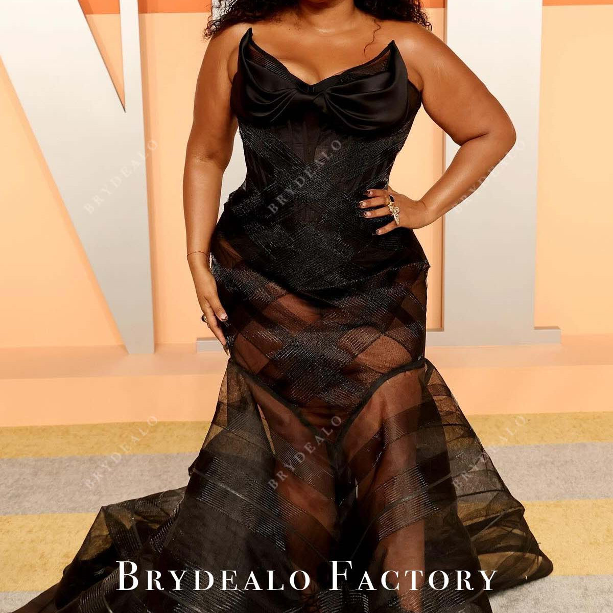 Lizzo Black 2025 Vanity Fair Party Strapless Prom Dress Lizzo Black 2025 Vanity Fair Party Strapless Prom Dress
