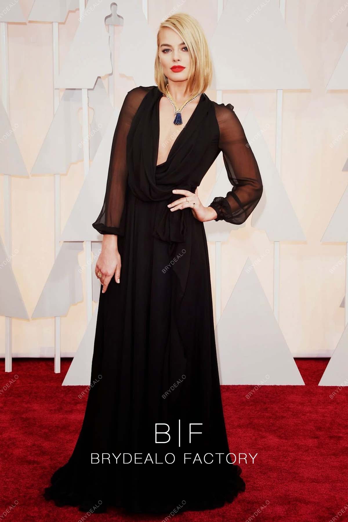 Margot Robbie Black Dress 87th Annual Academy Awards 2015