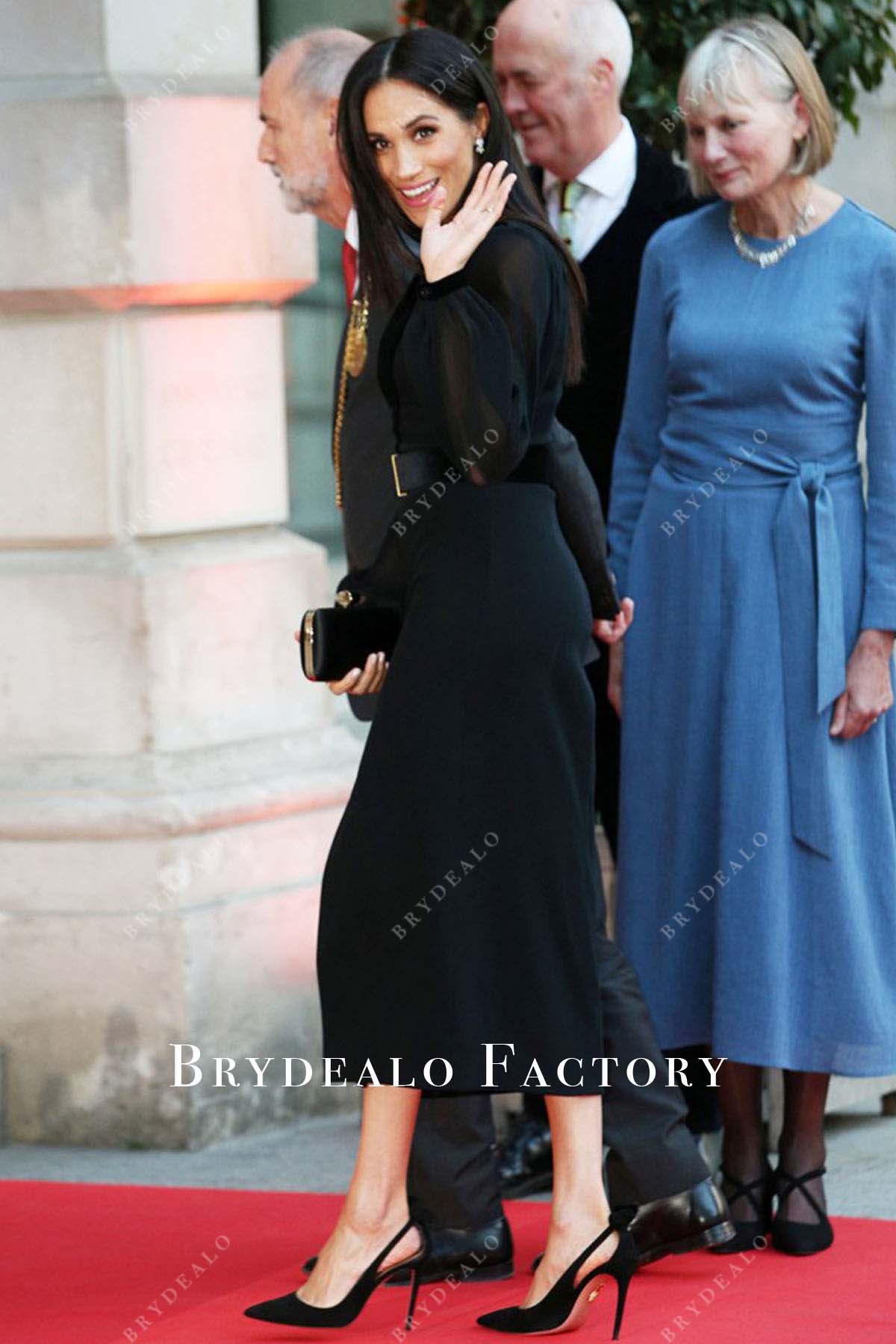 2018 Oceania Exhibit Opening Meghan Markle tea length dress