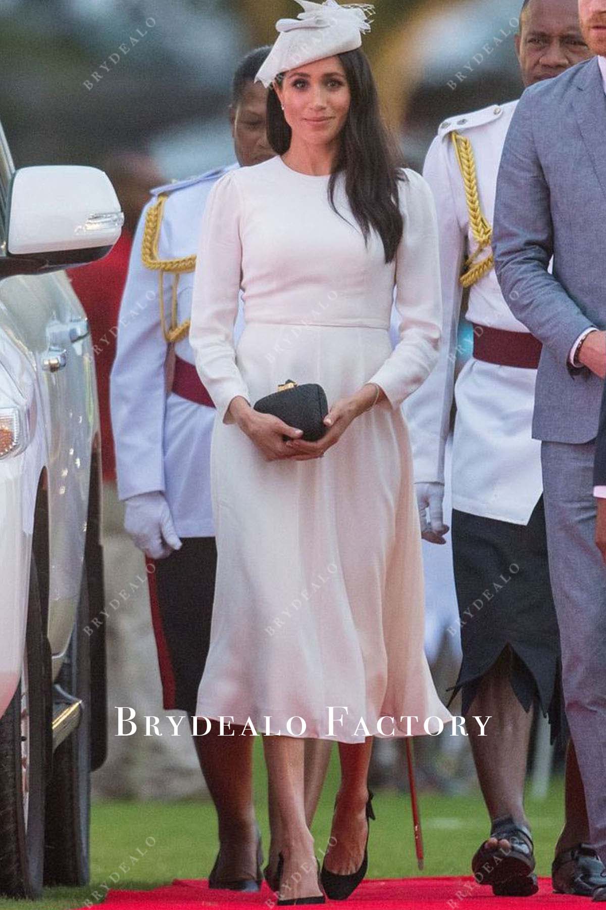 Meghan Markle white dressSuva’s Nausori Airport 2018 