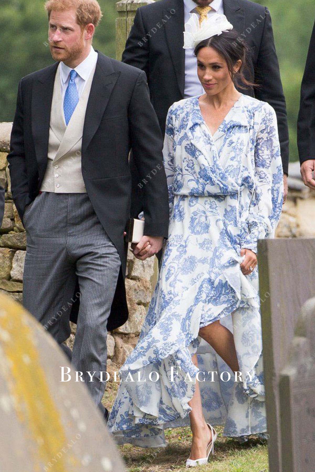 2018 First British Wedding As A Royal Meghan Markle long sleeve dress