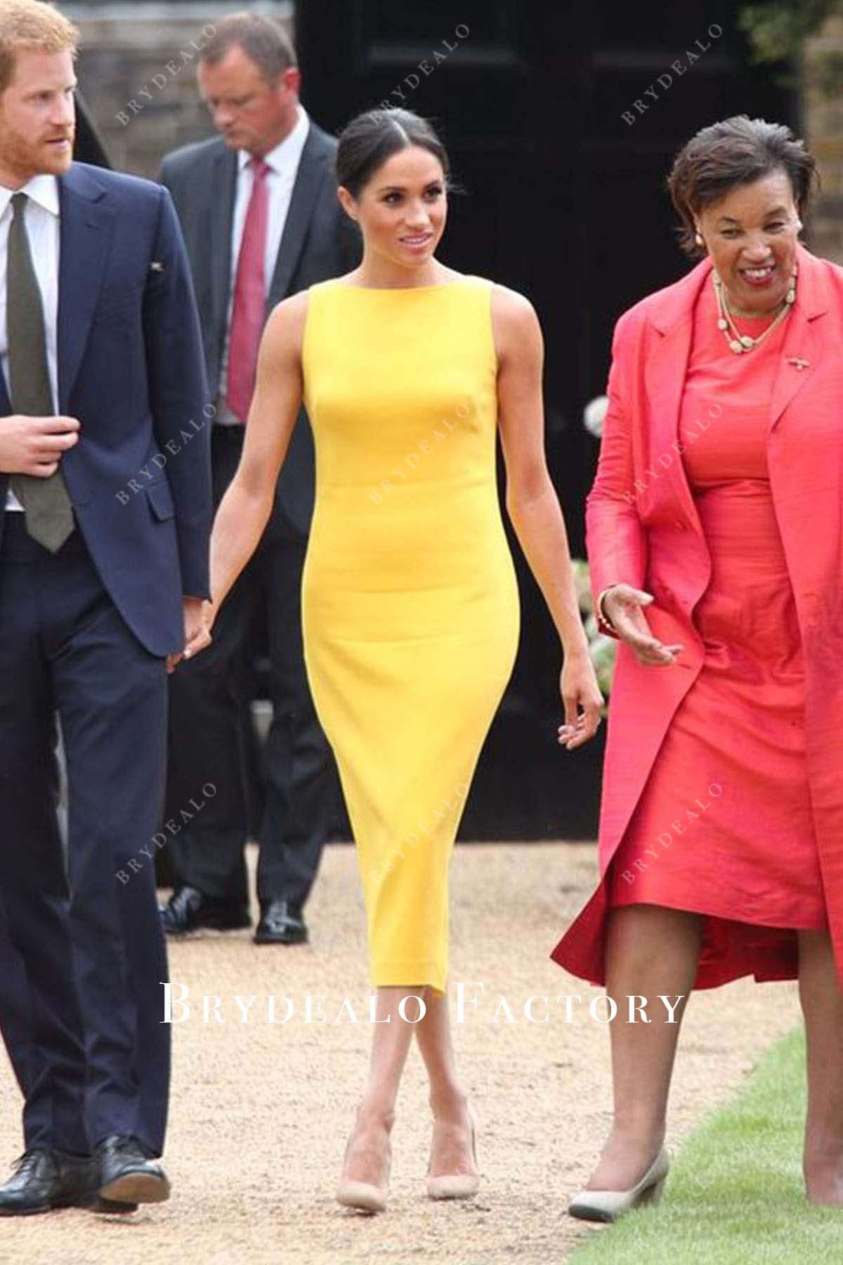 Meghan Markle yellow dress Commonwealth Youth Challenge Reception 2018