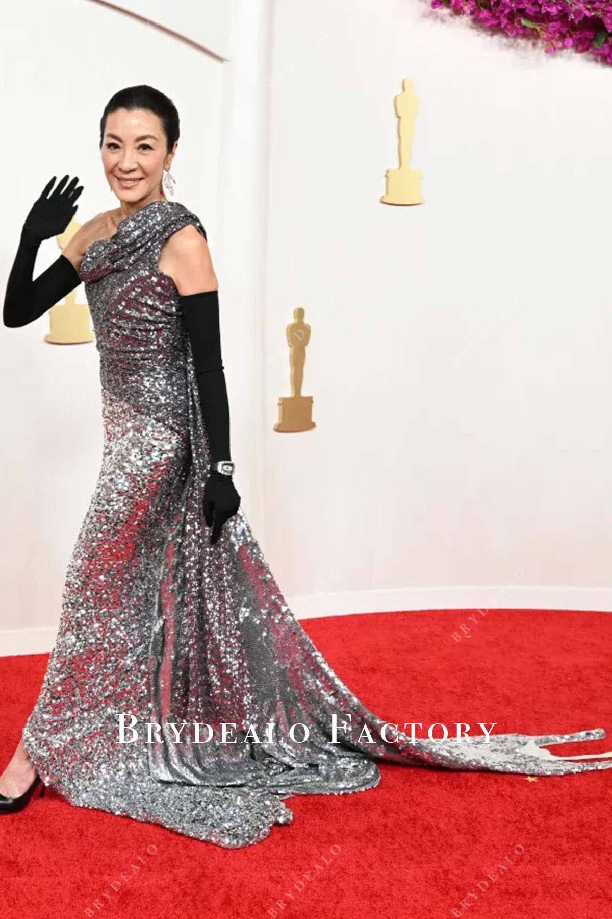 2024 Oscars Red Carpet Michelle Yeoh cape dress