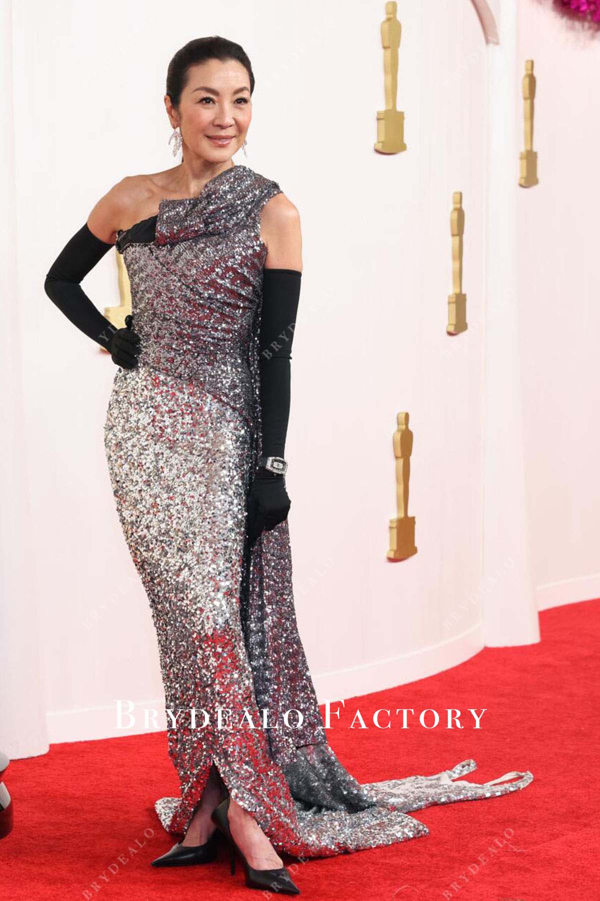 Michelle Yeoh sequined dress 2024 Oscars Red Carpet