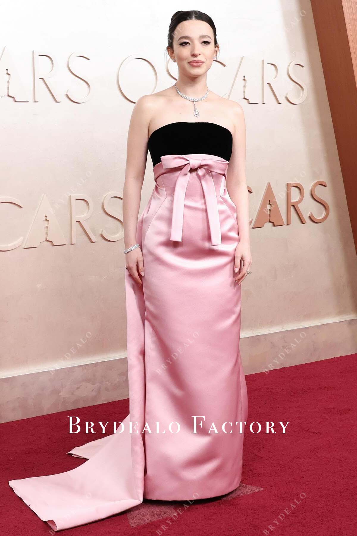Mikey Madison pink column 2025 Oscars red carpet dress