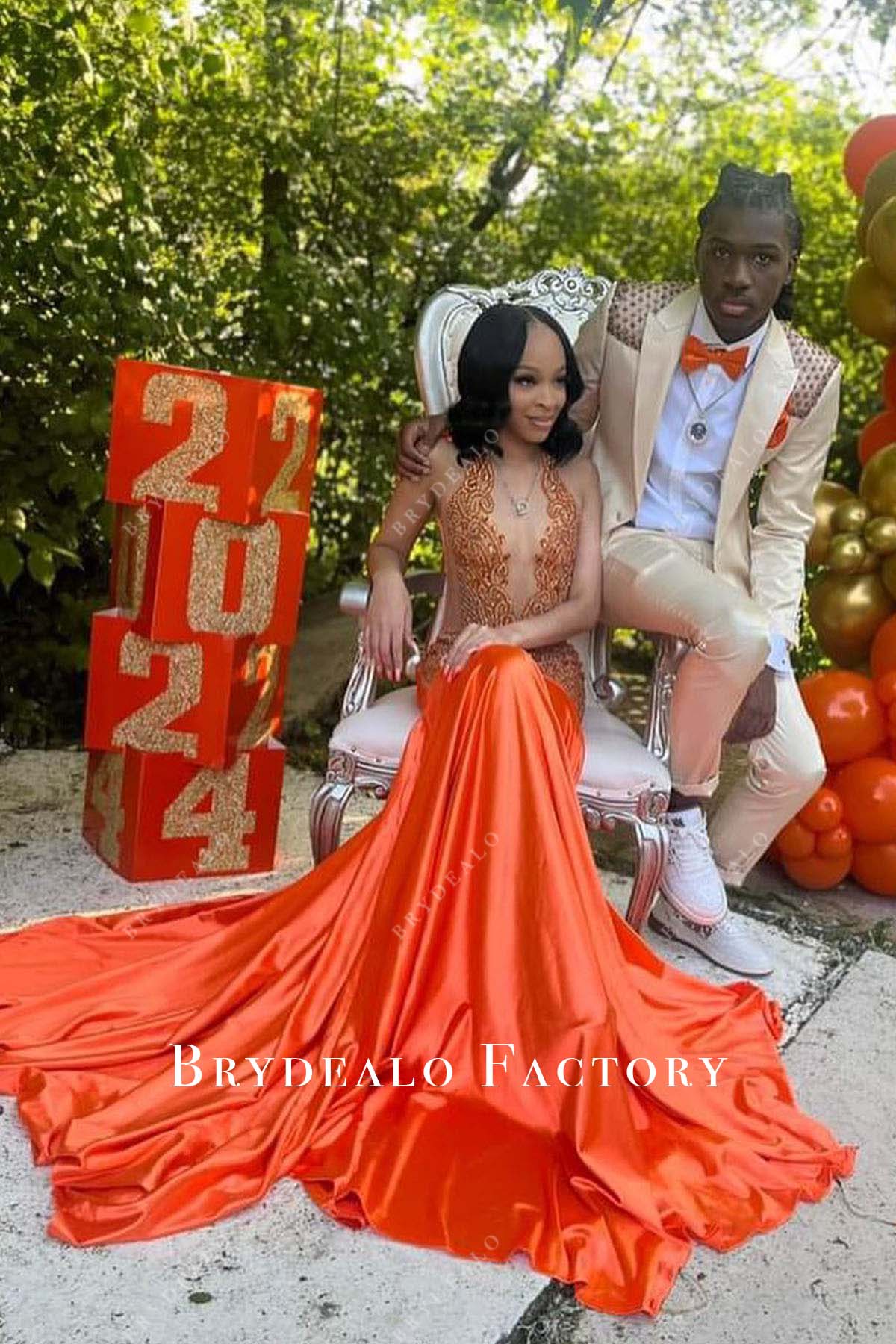 orange trumpet prom dress