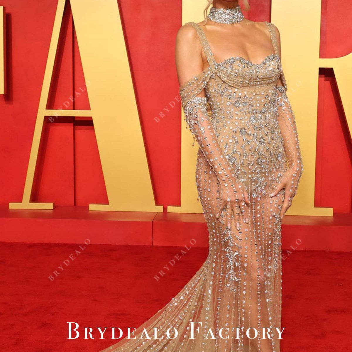 Paris Hilton 2024 Oscars After Party Crystal Dress, Dress Only
