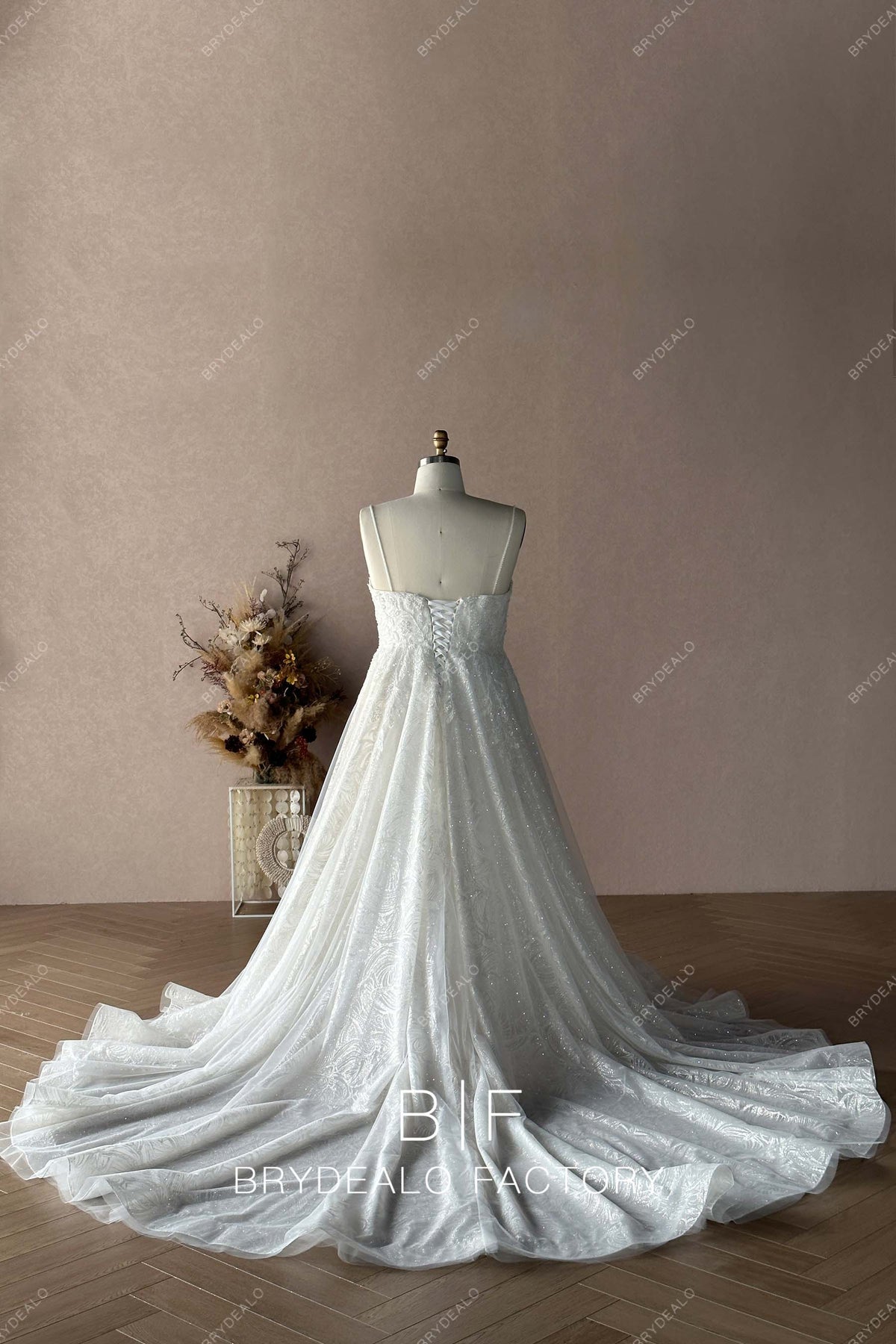 Beaded Spaghetti Straps Plus Size Prom Dress main image 0