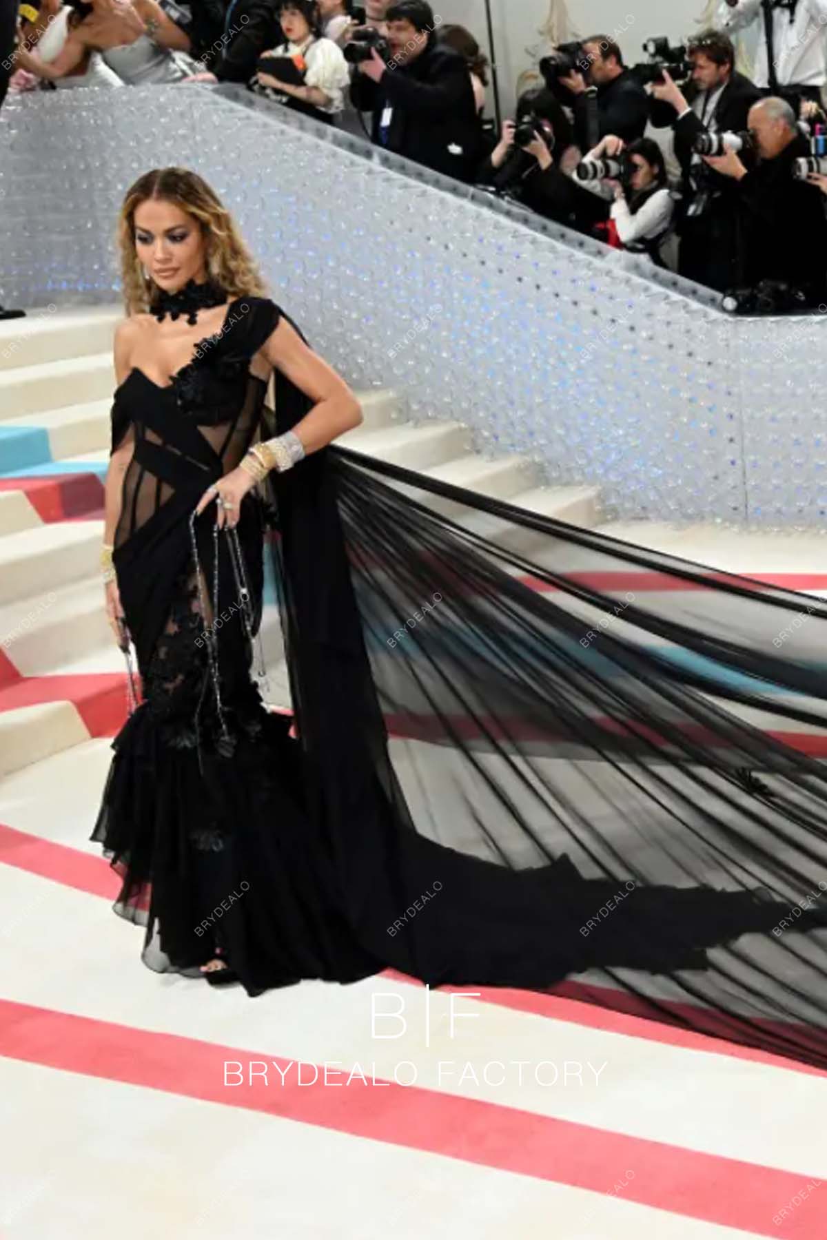 2023 Met Gala Rita Ora Black Mermaid Dress