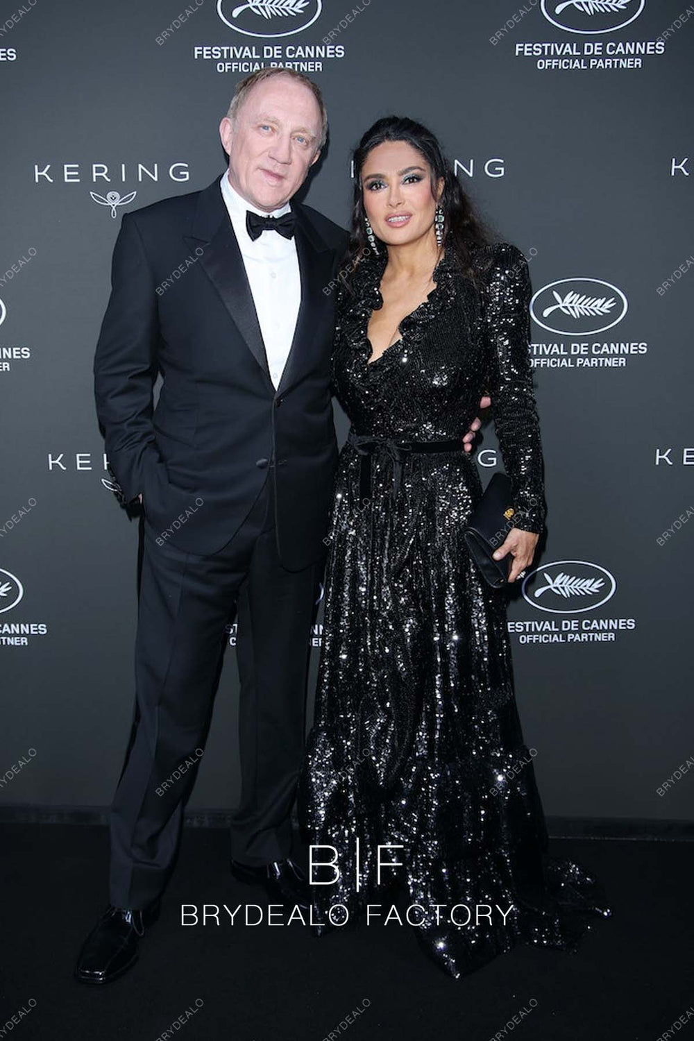 Salma Hayek 2023 Cannes Film Festival Red Carpet Grape Dramatic Dress