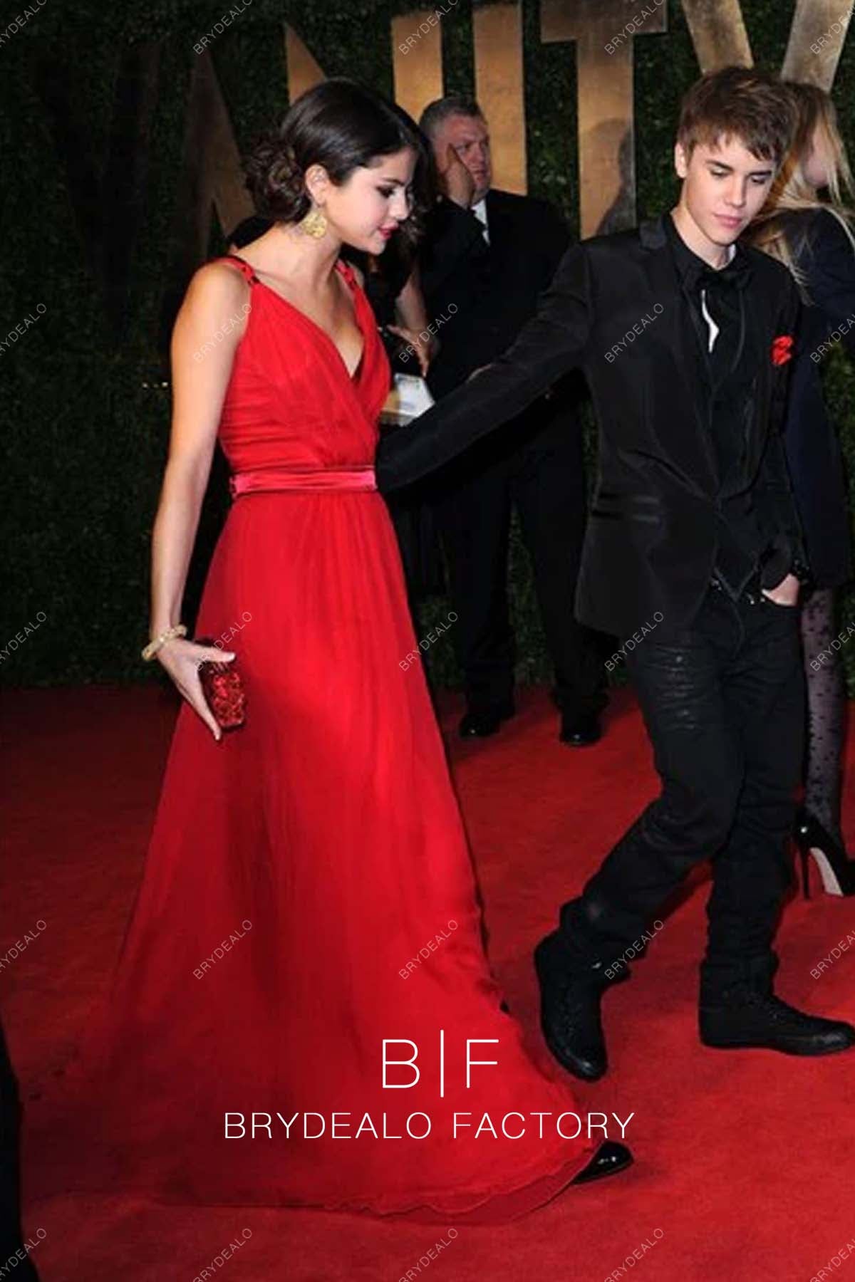 Selena Gomez Sleeveless Chiffon Red Carpet Dress Oscars