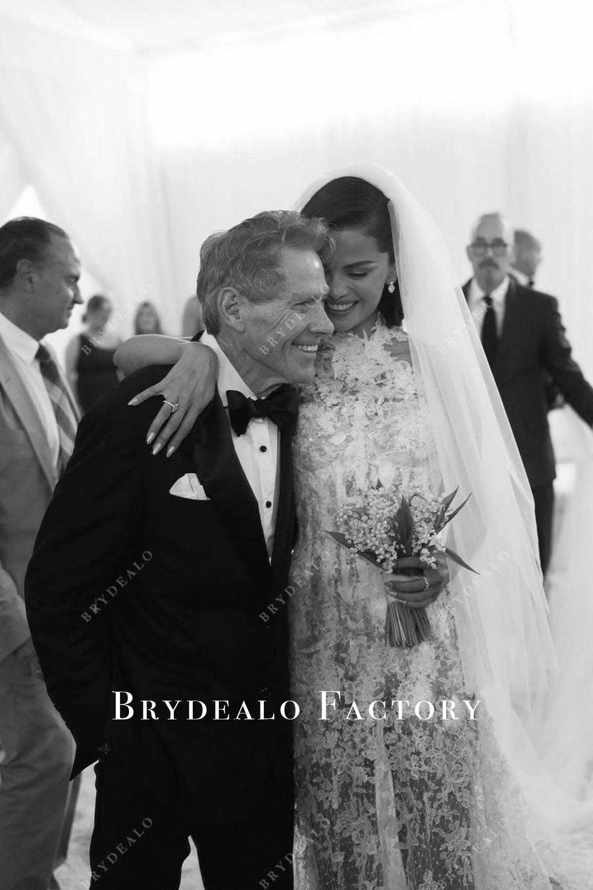 Selena Gomez delicate lace 2025 wedding dress