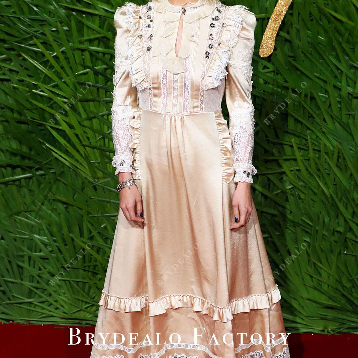 white christmas dresses Selena Gomez Champagne 2017 British Fashion Awards Dress