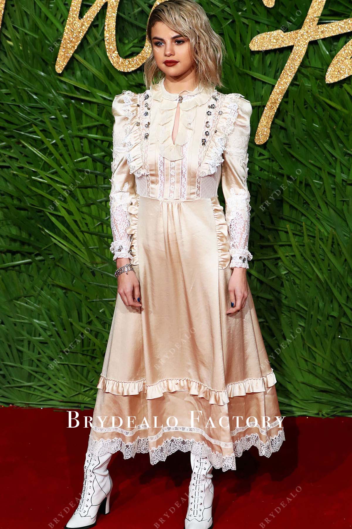 Selena Gomez a-line dress 2017 British Fashion Awards 