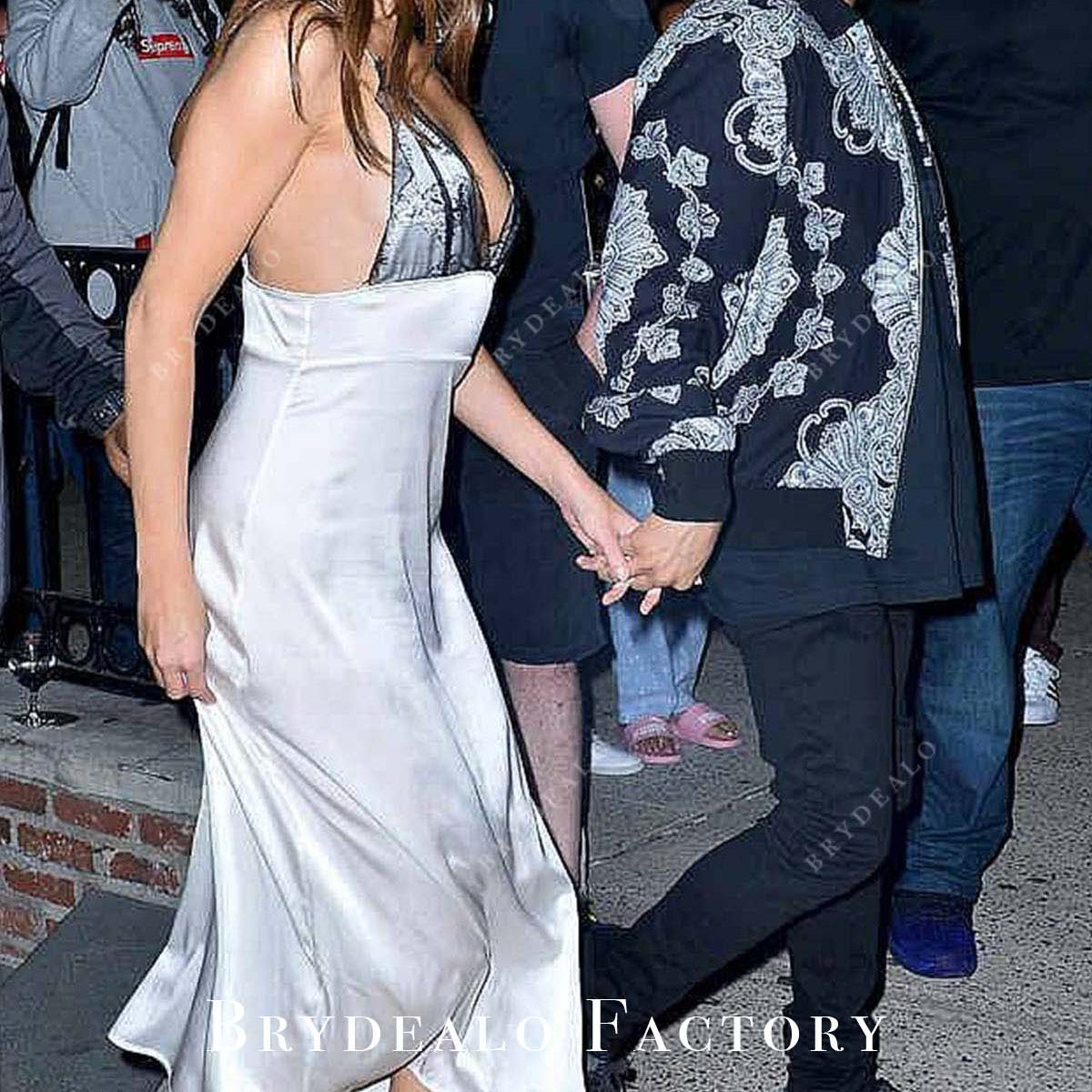 Selena Gomez Silver Silk 2017 Left Rao's Restaurant Dress