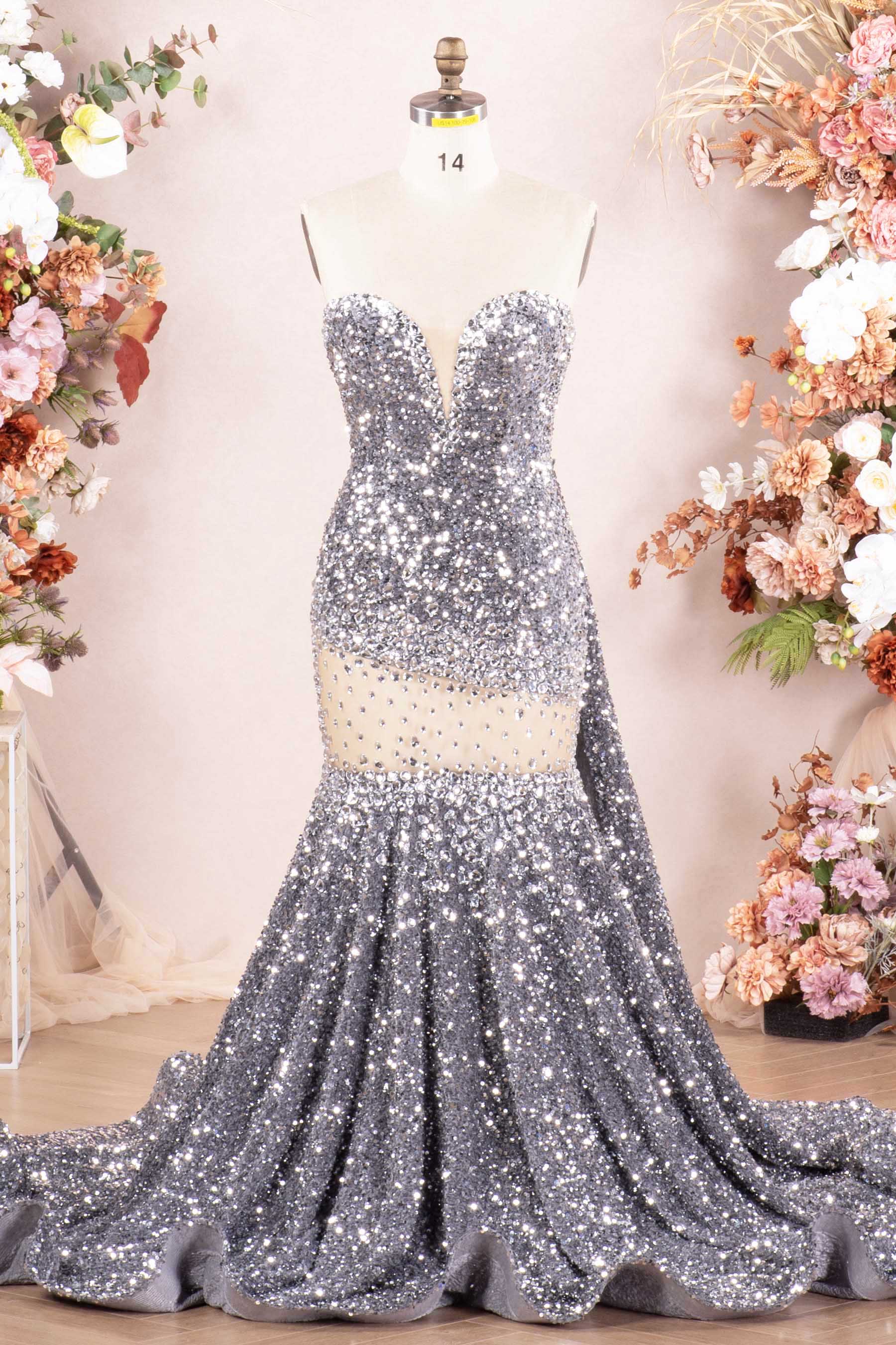 silver prom dresses