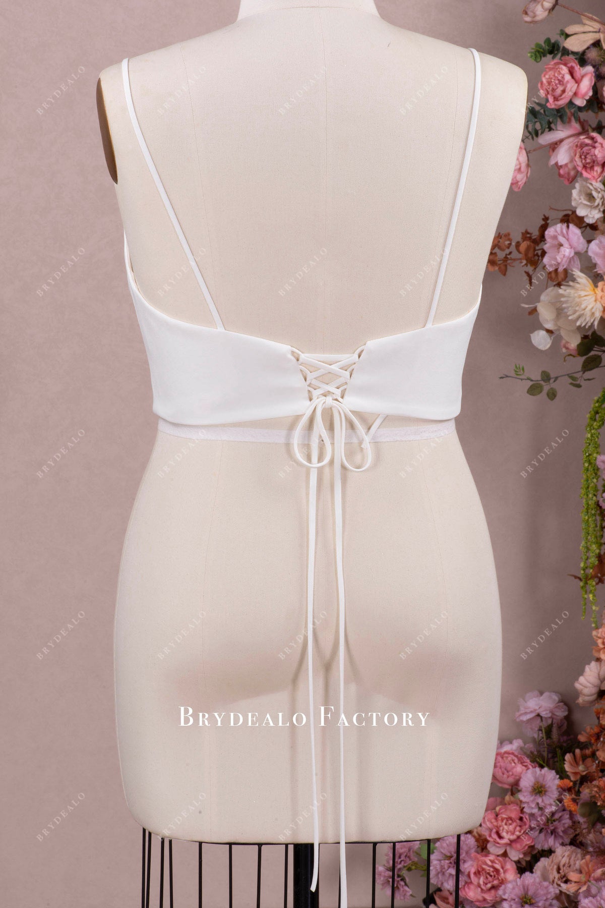 spaghetti straps crepe bridal top