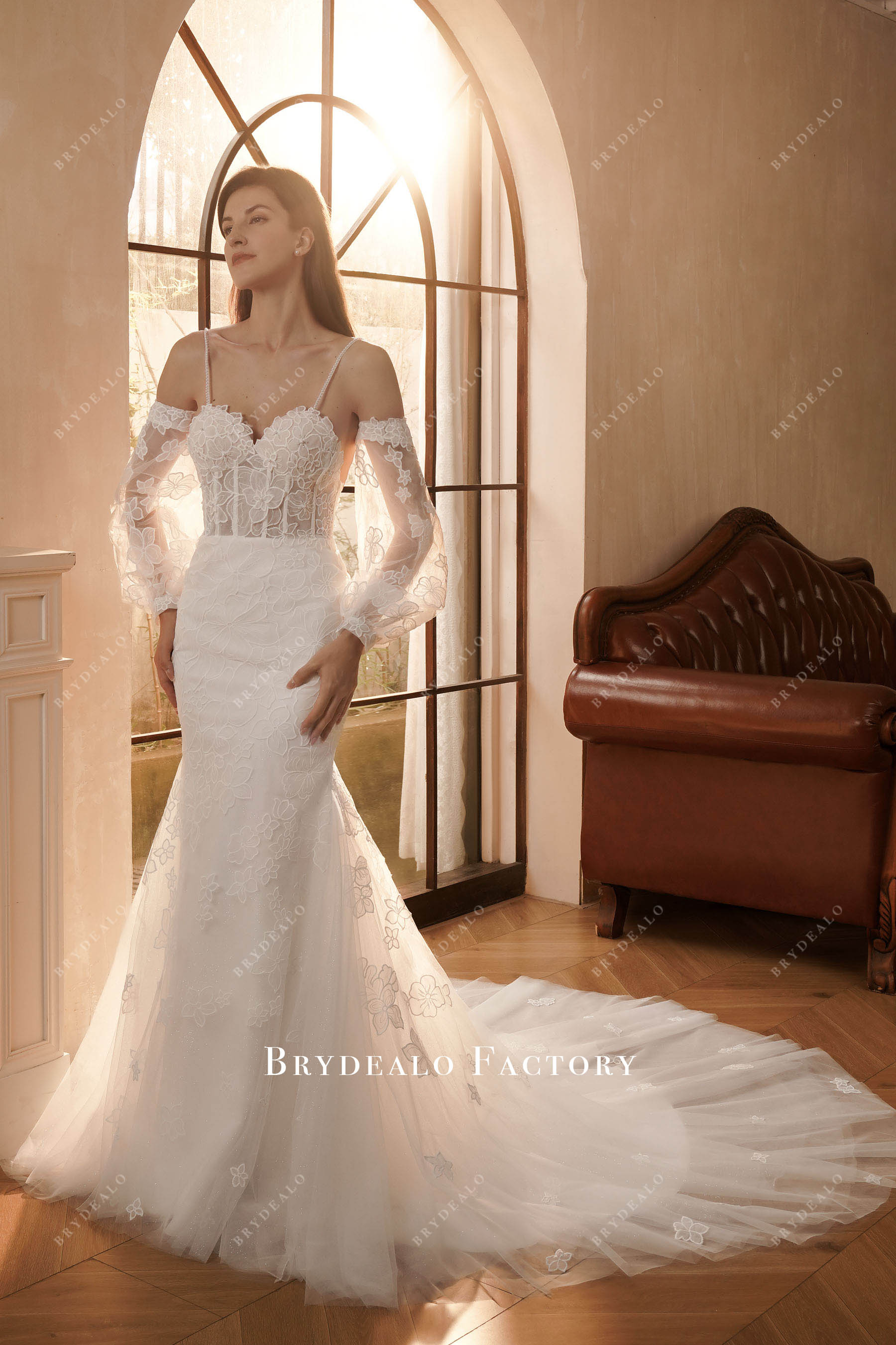 spaghetti straps wedding dress