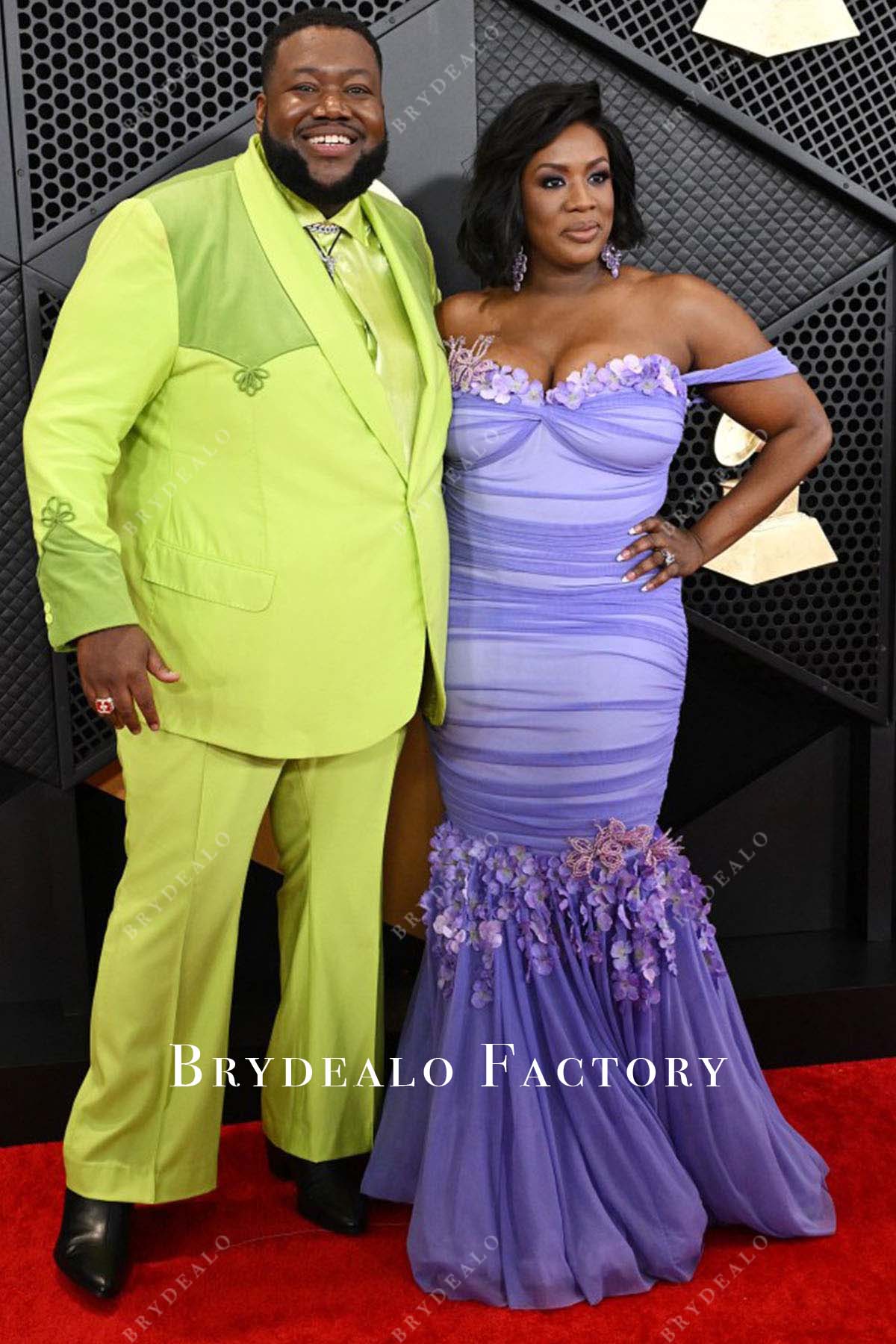 Tanya Blount off-shoulder 2024 Grammys Red Carpet dress