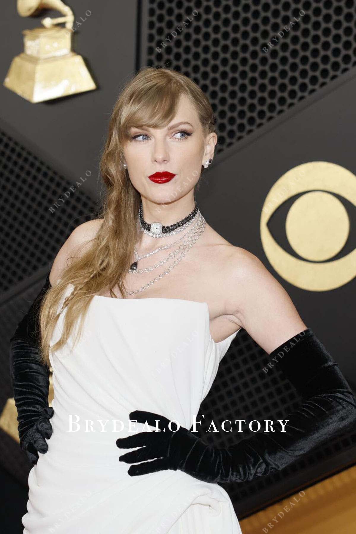 Taylor Swift strapless 2024 Grammys Red Carpet dress