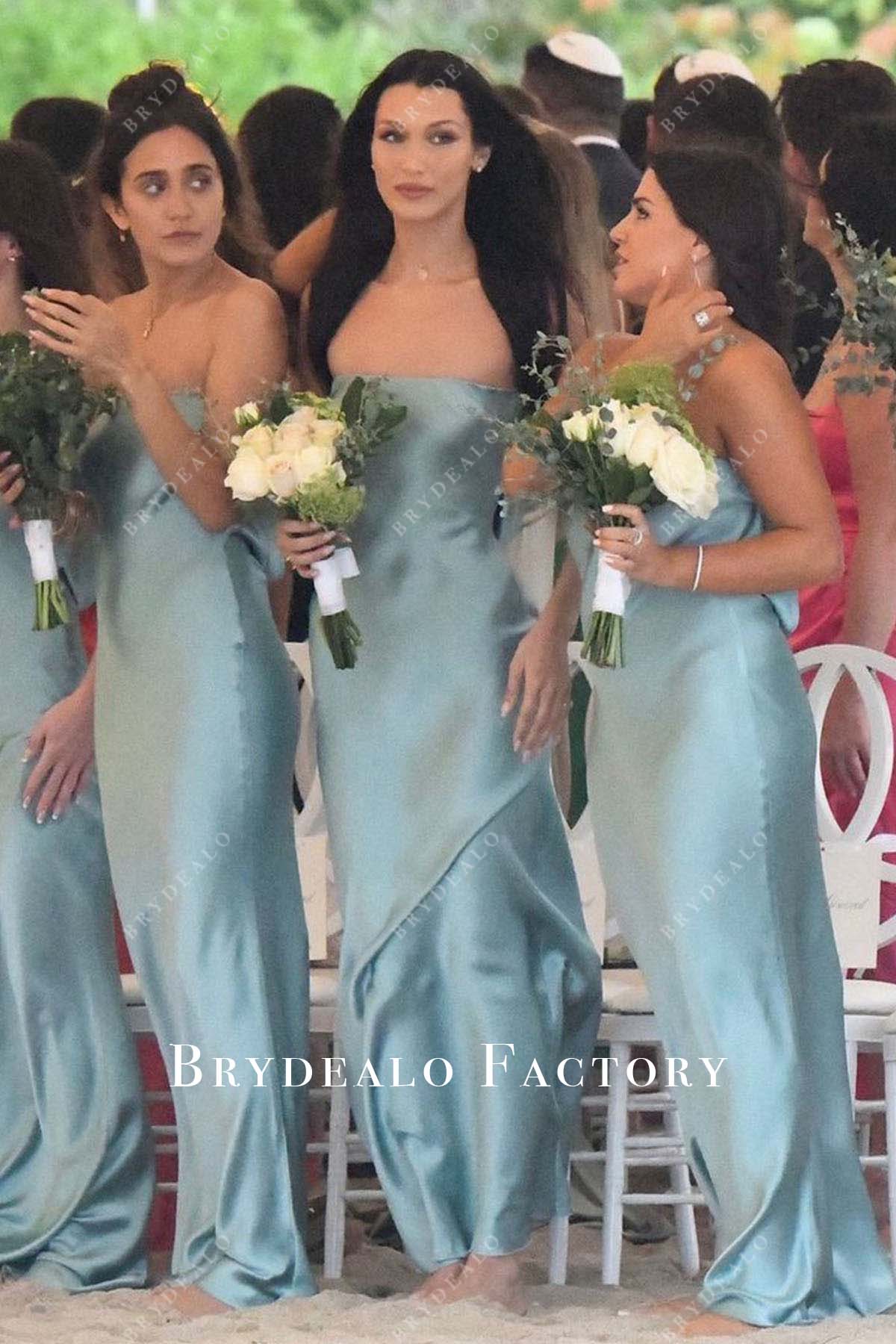 satin strapless bridesmaid dress