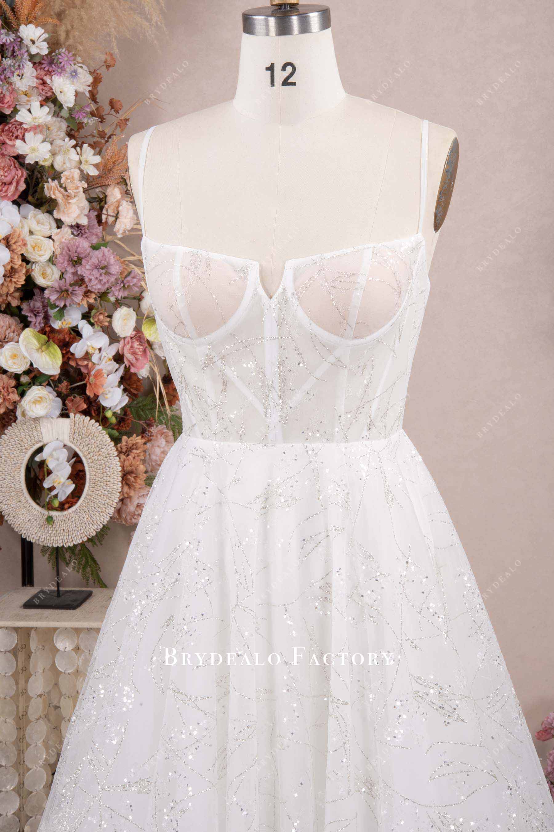 thin straps white wedding dress