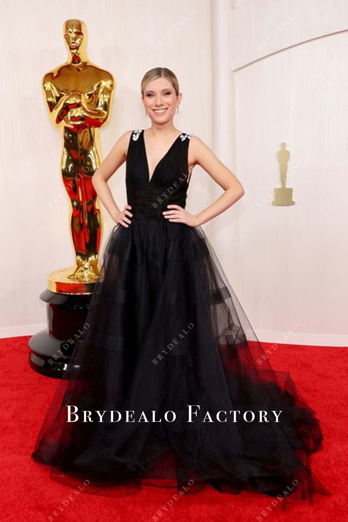 Tiffany Taylor black dress 2024 Oscars Red Carpet